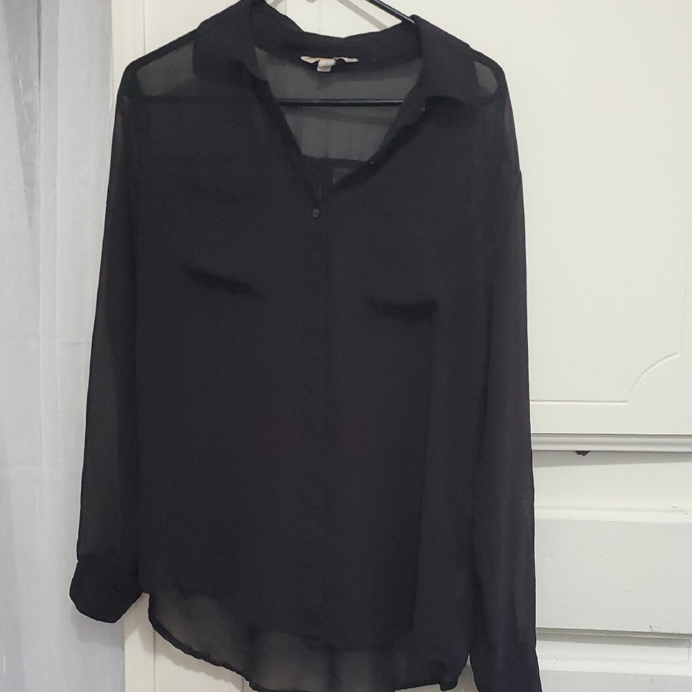 Decree Black Sheer Blouse